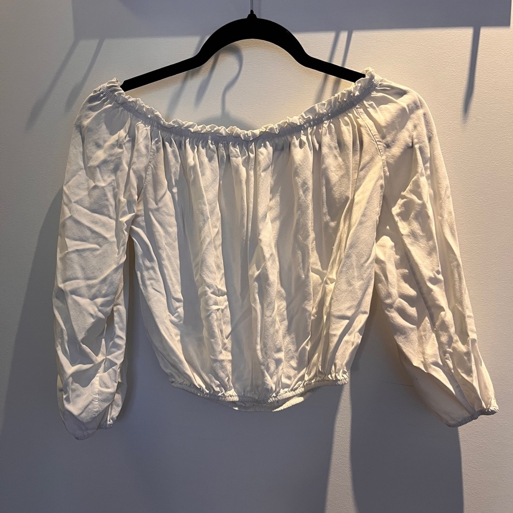 Brandy Melville cropped off the shoulder top white